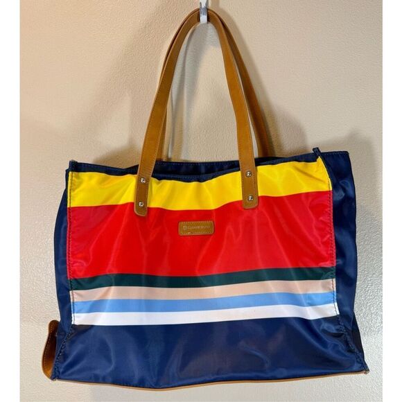 Giani Bernini Nylon Foldable Packable Striped Print Travel Tote Shoulder Bag - Picture 2 of 16